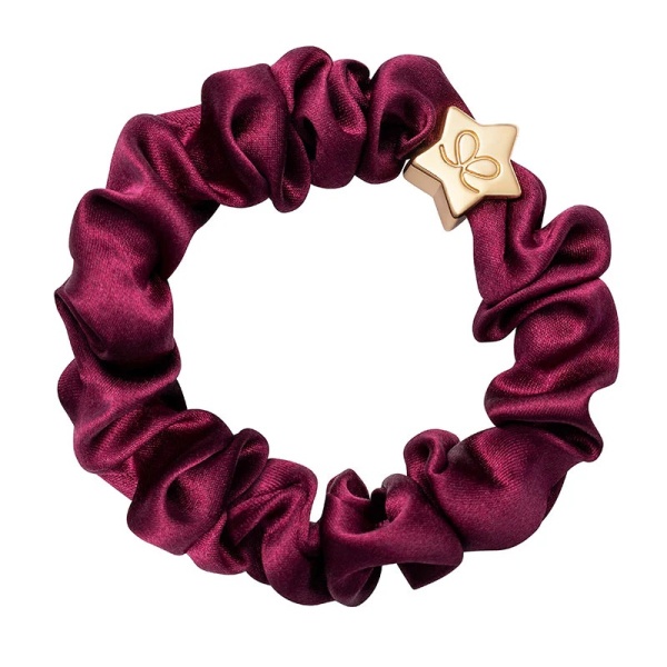 By Eloise London Gold Star Silk Scrunchie - Sangria